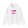 10514308288518843231_2048.jpeg Faith Hope Love Hoodie — Pink Script Inspirational Pullover