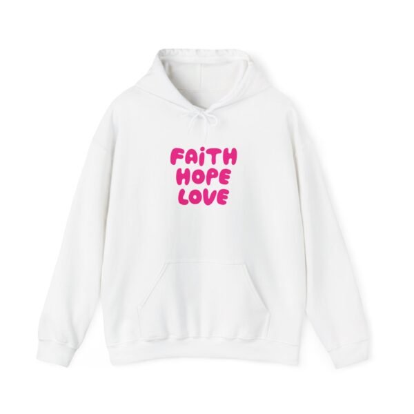 10514308288518843231_2048.jpeg Faith Hope Love Hoodie — Pink Script Inspirational Pullover