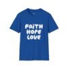 Faith Hope Love T-Shirt — Bright Pink Retro Gospel Tee