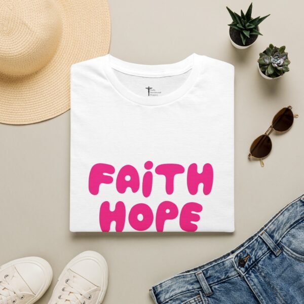 1157853418536736319_2048.jpeg Faith Hope Love T-Shirt — Bright Pink Retro Gospel Tee