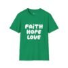 Faith Hope Love T-Shirt — Bright Pink Retro Gospel Tee
