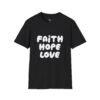 Faith Hope Love T-Shirt — Bright Pink Retro Gospel Tee