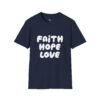 Faith Hope Love T-Shirt — Bright Pink Retro Gospel Tee
