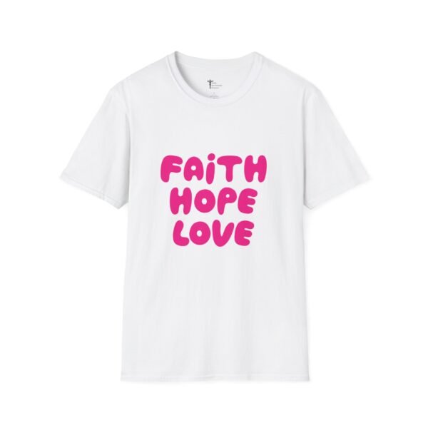 1961308105462637929_2048.jpeg Faith Hope Love T-Shirt — Bright Pink Retro Gospel Tee