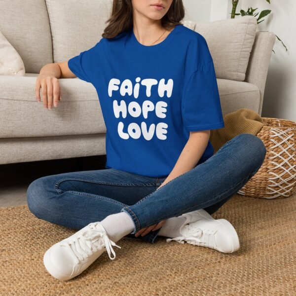 Faith Hope Love T-Shirt — Bright Pink Retro Gospel Tee
