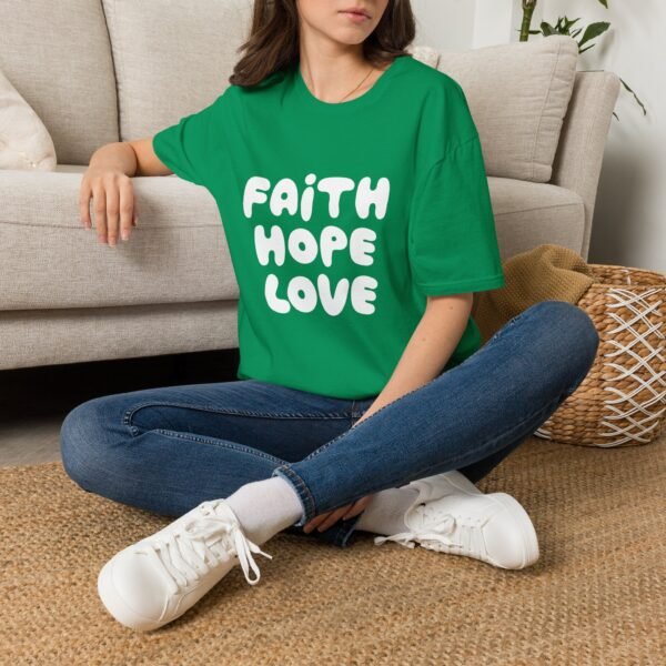 Faith Hope Love T-Shirt — Bright Pink Retro Gospel Tee