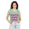 9051979065652230340_2048.jpeg Faith Hope Love Tank Top — Pink Retro Script Inspirational Summer Tee