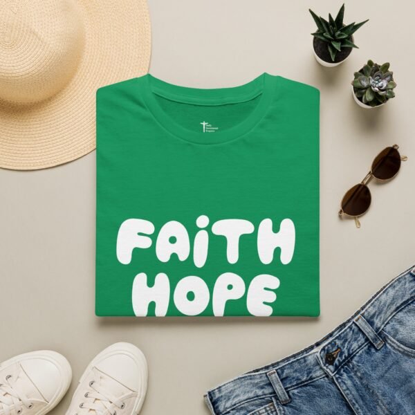 Faith Hope Love T-Shirt — Bright Pink Retro Gospel Tee