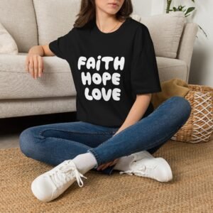 Faith Hope Love T-Shirt — Bright Pink Retro Gospel Tee